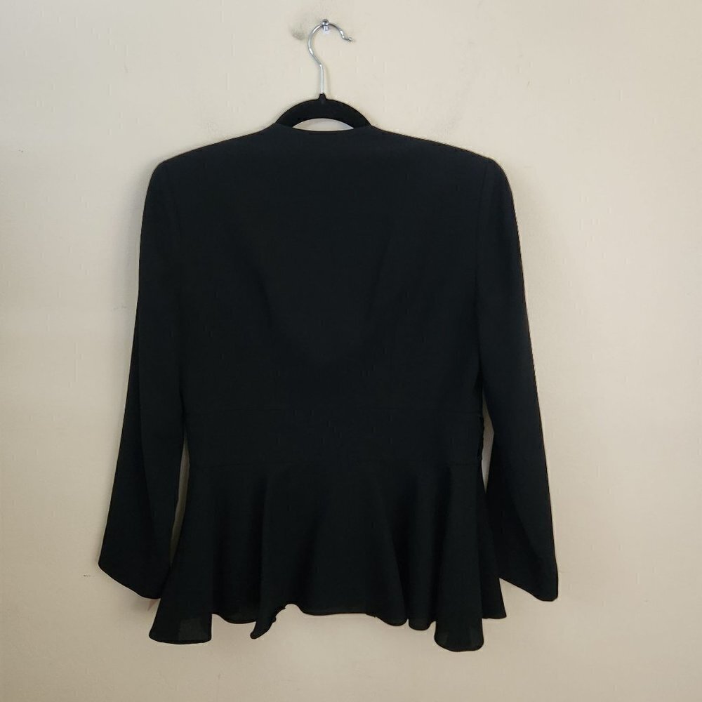Warren Petites Black Vintage Peplum Velvet Beaded Embellished Snap Blazer Size 4 - Picture 3 of 5